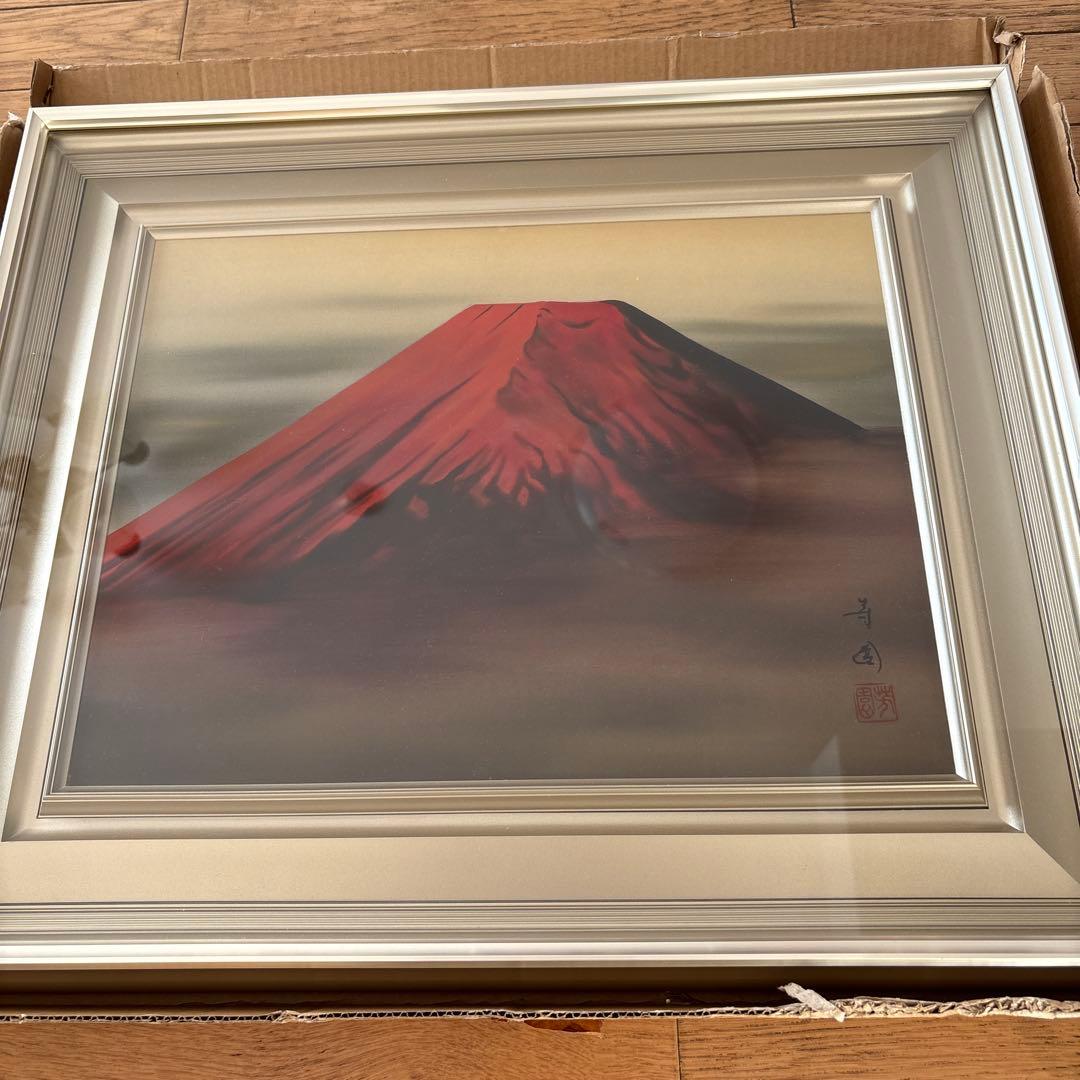 日本画 富士山 金色の額縁 作品