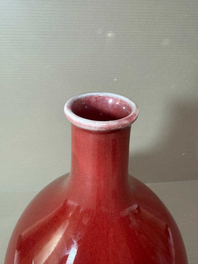 2742 松右衛門作　紅釉　花瓶