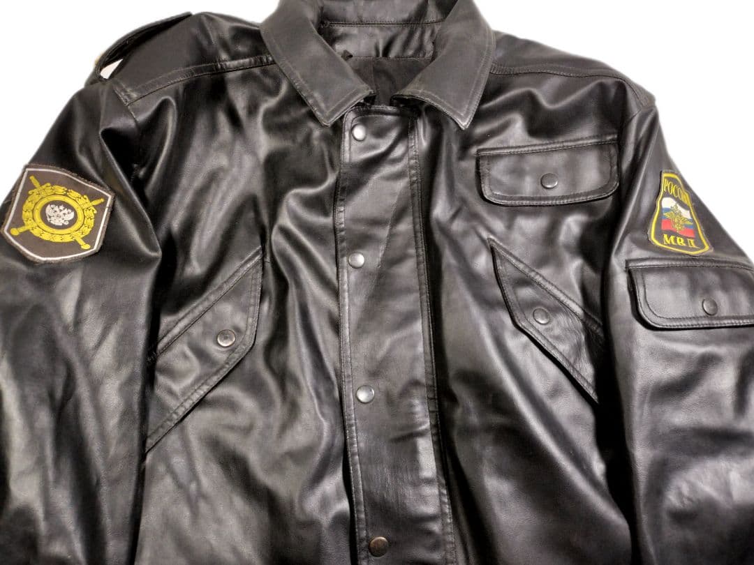 ロシア軍 実物 ロシア内務省 警察 PPS レザージャケット 52-3くらい