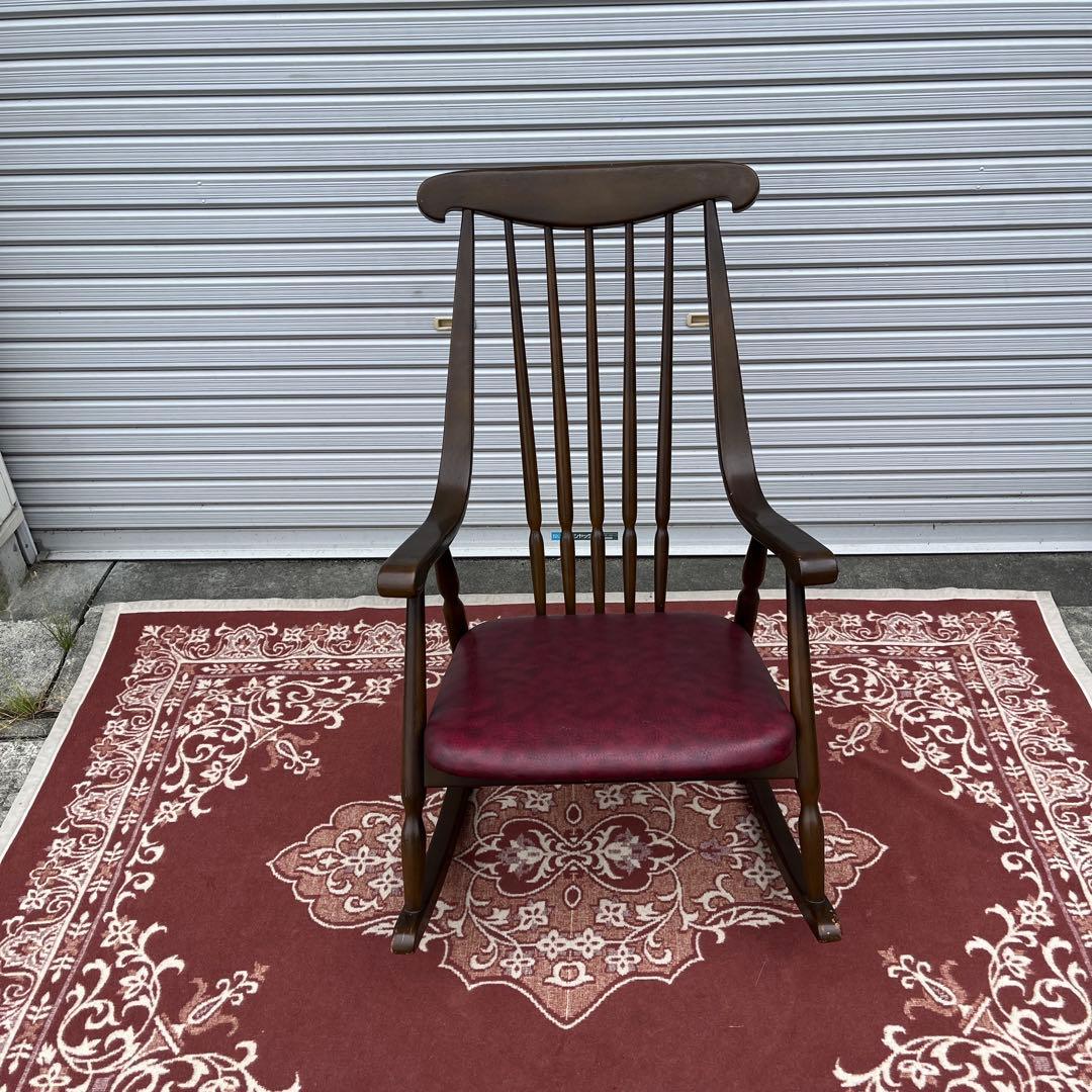 古家具ビンテージ品◾️鳥取家具 木製フレーム ロッキングチェア ミッドセンチュリー