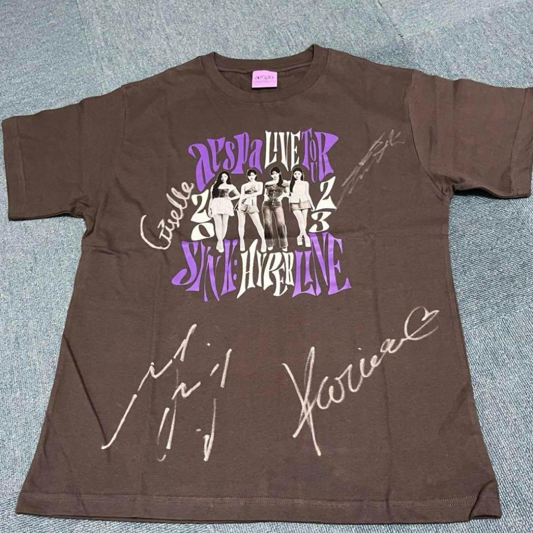 【新品未使用】aespa エスパ 直筆 サイン入 ライブ Tシャツ 全メンバー