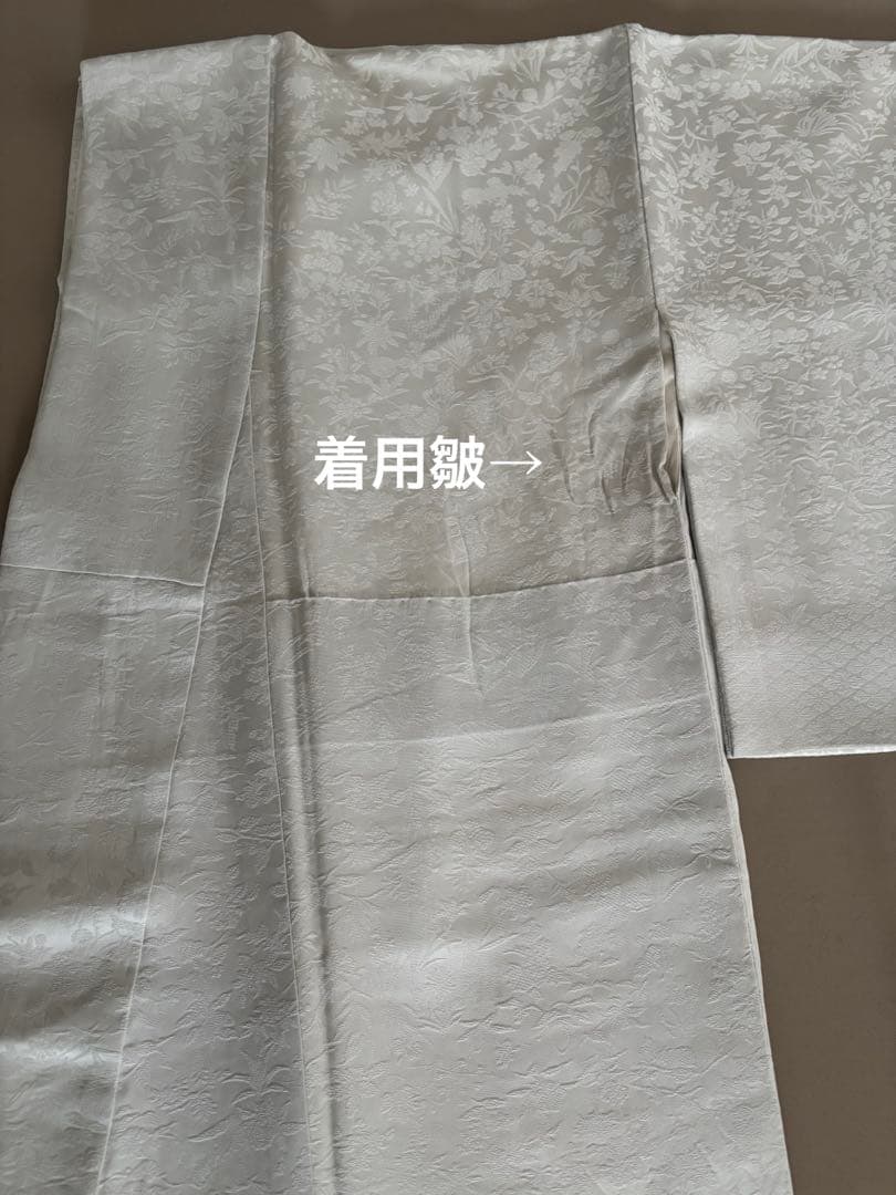 正絹 付け下げ調の紋意匠 袷 紋なし 色無地 白っぽい青磁鼠 トールサイズ