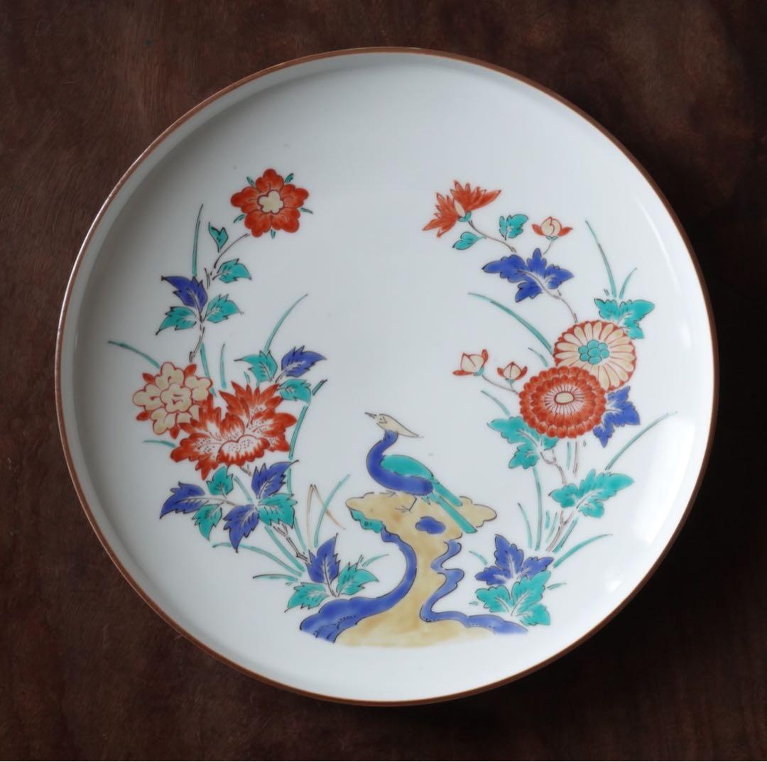 十三代　酒井田　柿右衛門　錦　岩菊鳥文　飾皿　額皿　8寸強　陶額　有田焼