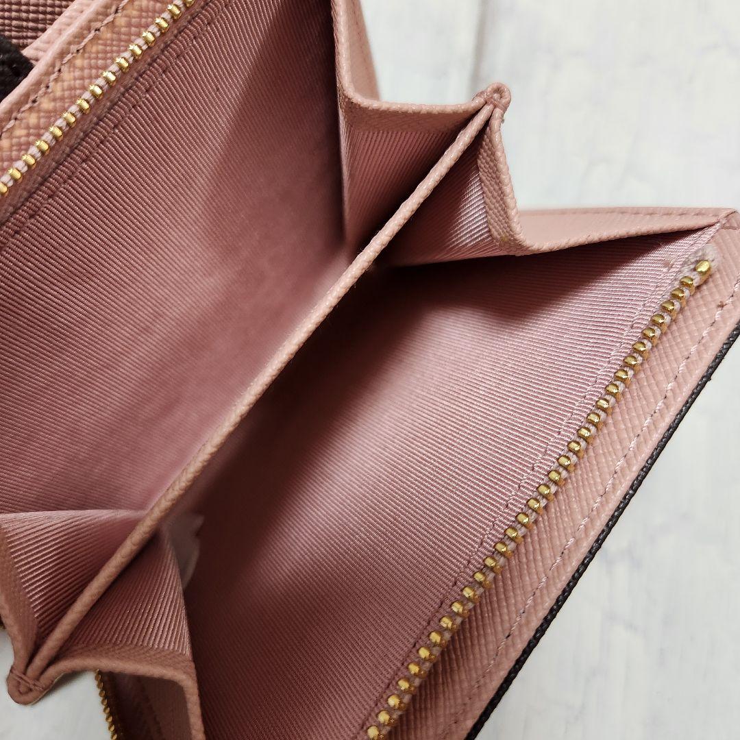 アニエスベー　二つ折り財布 ダークブラウン/ピンク　美品