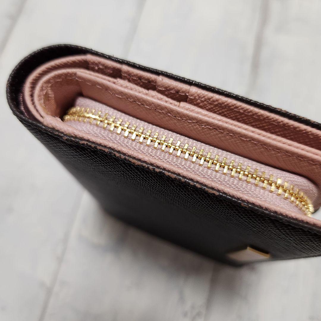 アニエスベー　二つ折り財布 ダークブラウン/ピンク　美品