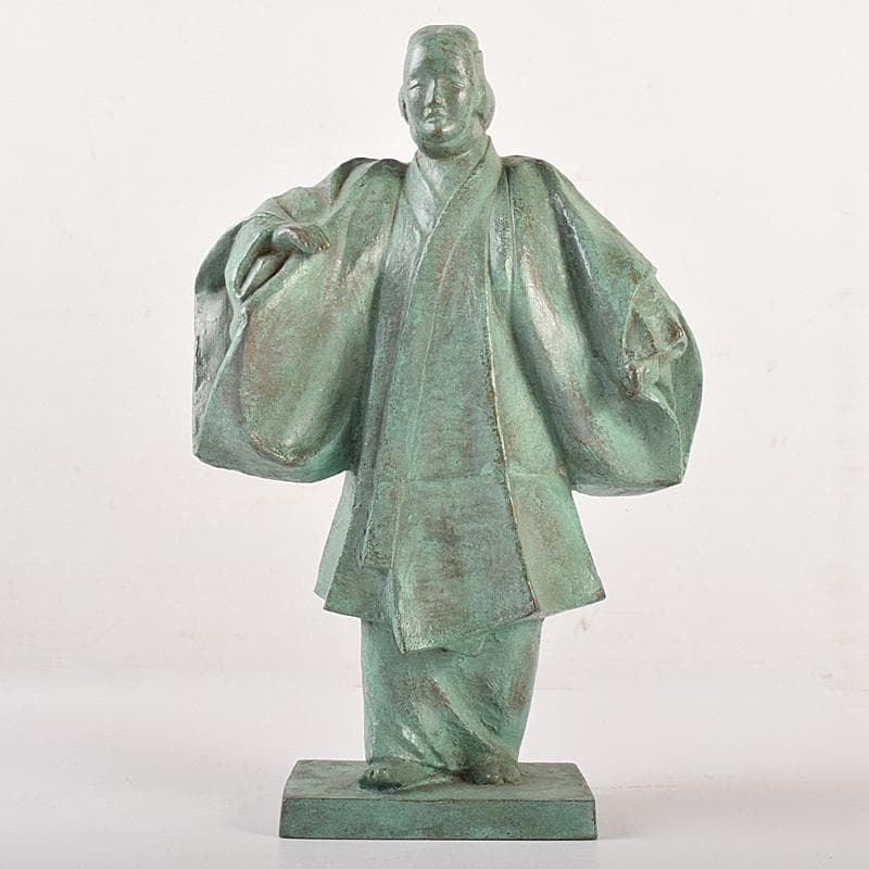 山本雲涛作　鋳銅　三井寺舞　原型　紺谷英儀　置物　共箱　M　R7831
