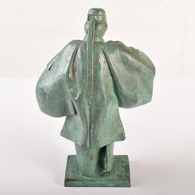 山本雲涛作　鋳銅　三井寺舞　原型　紺谷英儀　置物　共箱　M　R7831