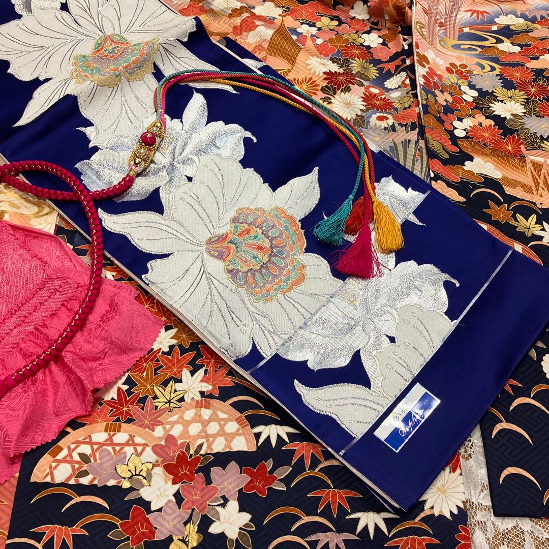 逸品６点！鈴乃屋振袖＆新品袋帯＆帯締&帯揚&新品髪飾り＆サガフォックス 成人式