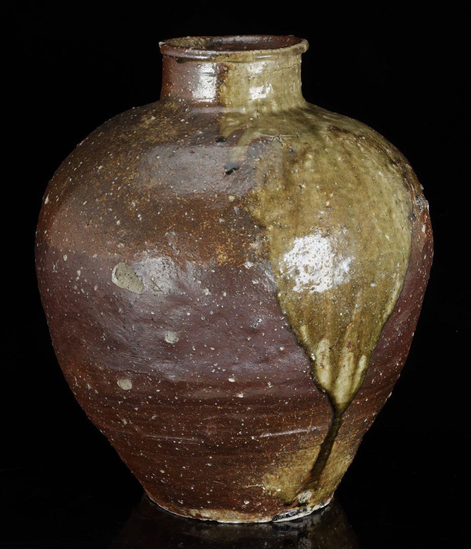 古陶 大壺 高さ37cm 6.2kg 自然釉 流釉 飾壺 民藝 古美術 骨董品