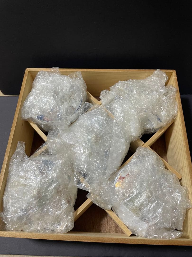 賞美堂 其泉窯染錦 春秋文汲み出し（蓋付き湯呑み）5点セット共箱付き