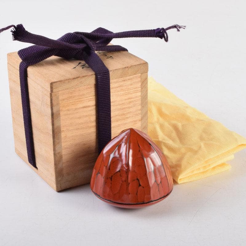 茶道具　源陵香作　根來塗　鬼灯香合　共箱　V　9200