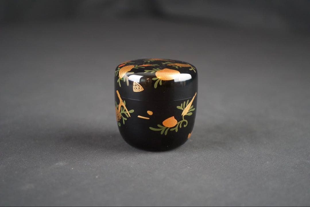 鈴木光入 造 海松貝蒔絵 大棗 内銀溜 波蒔絵 共箱