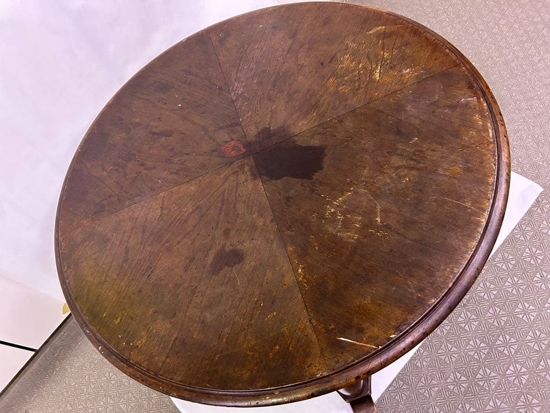 アンティーク　イギリス製　ブラウン　円形　木製　テーブル 92cm×46cm