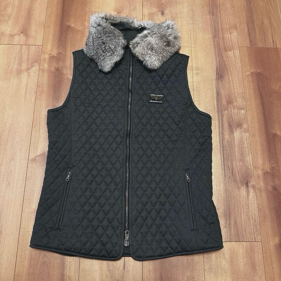 中綿　ラビットファー　キルティング　ベスト　パンツ　セットアップ　S 秋冬