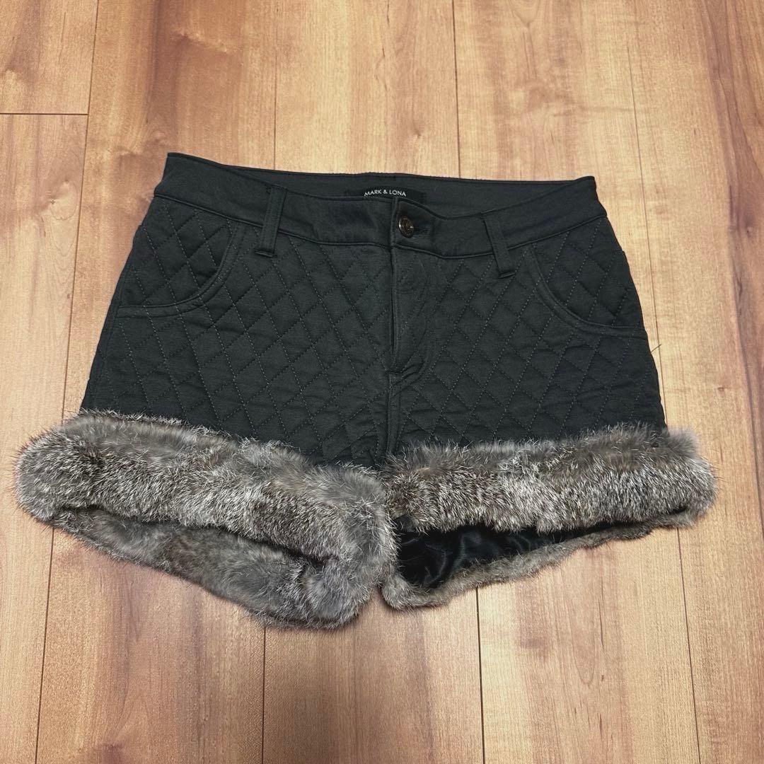 中綿　ラビットファー　キルティング　ベスト　パンツ　セットアップ　S 秋冬