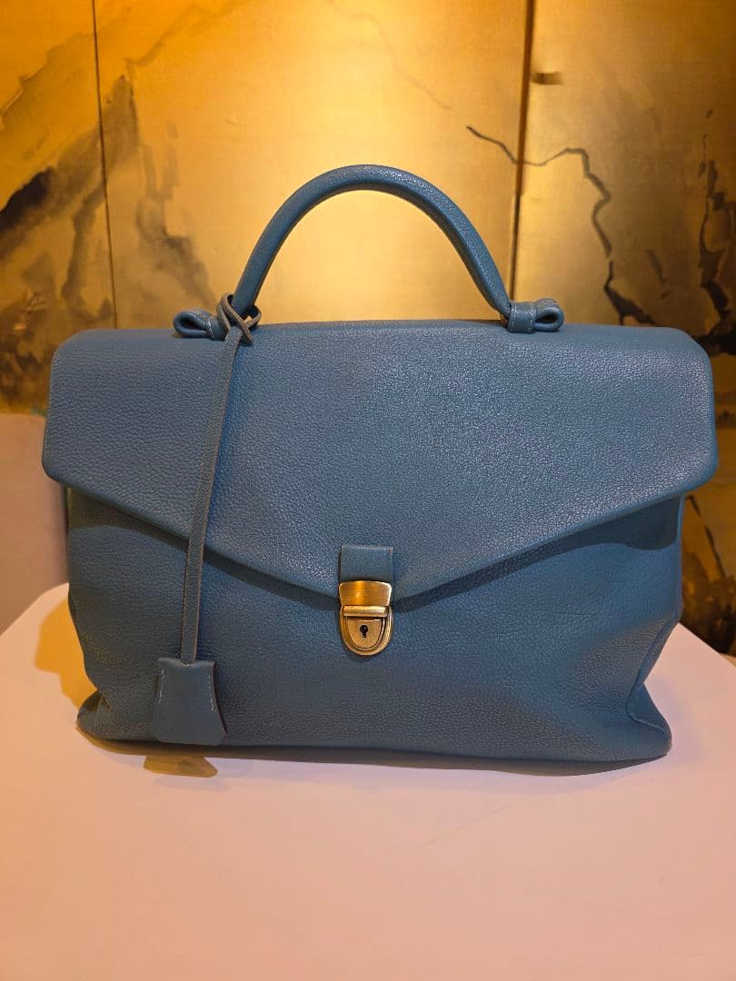 大峽製鞄　レイロウ　レザー　ビジネスバッグ　ブルー