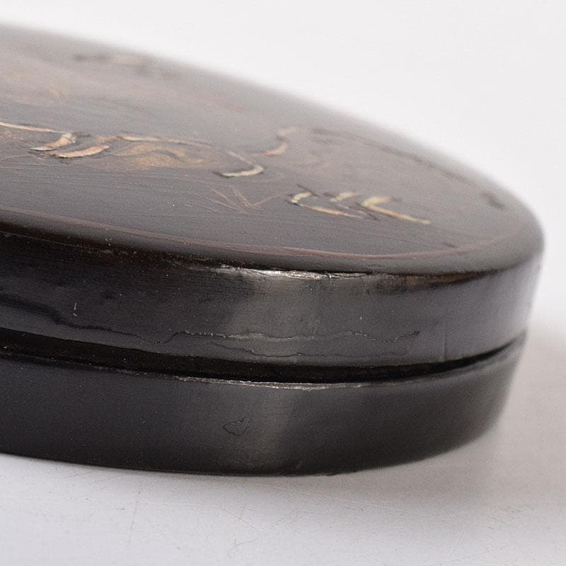 韓国漆　黒漆　螺鈿装飾　圓式香合　時代箱付　V　Ｒ8301