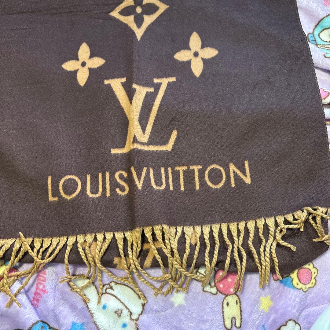 LOUIS VUITTON ブラウンマフラー フリンジ付き