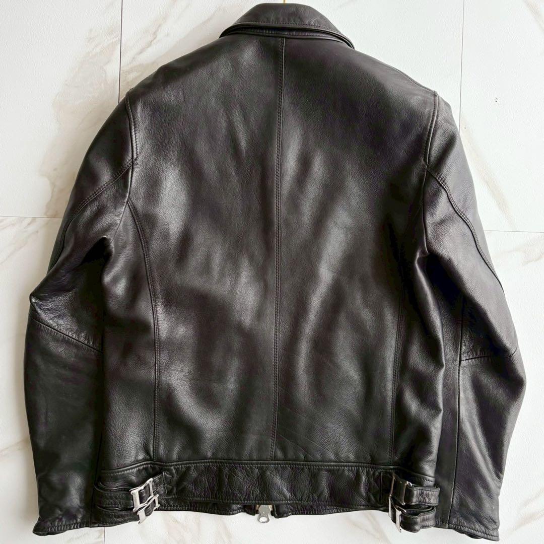 美品◆ナノユニバース ラムレザー シングルライダース ジャケット キルティング