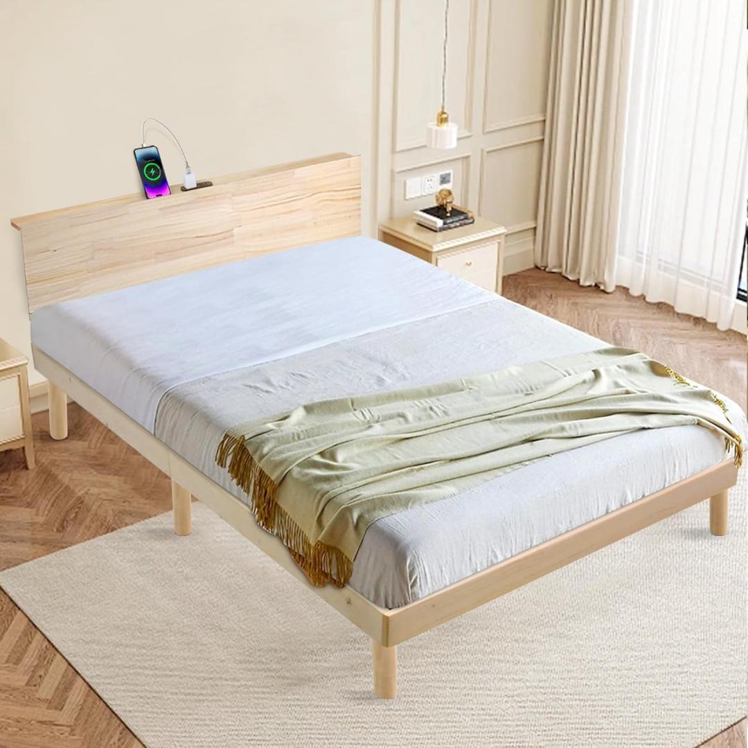 SuperKois ベッドフレーム シングル 宮棚2口コンセント すのこベッド