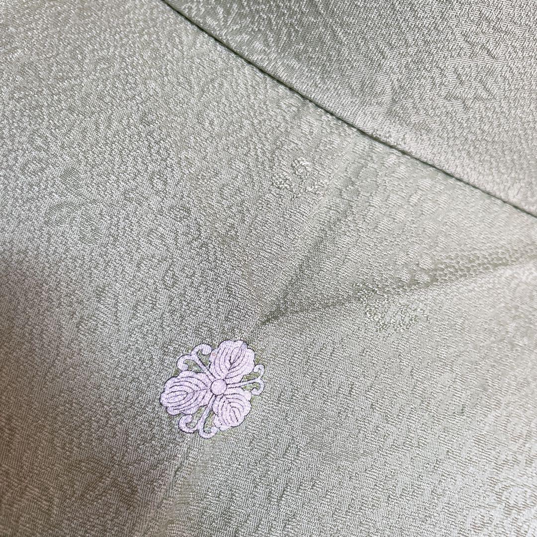 色無地　フルセット　丹後ちりめん　嵯峨野　蔓柏紋　パールトーン　地紋　H10