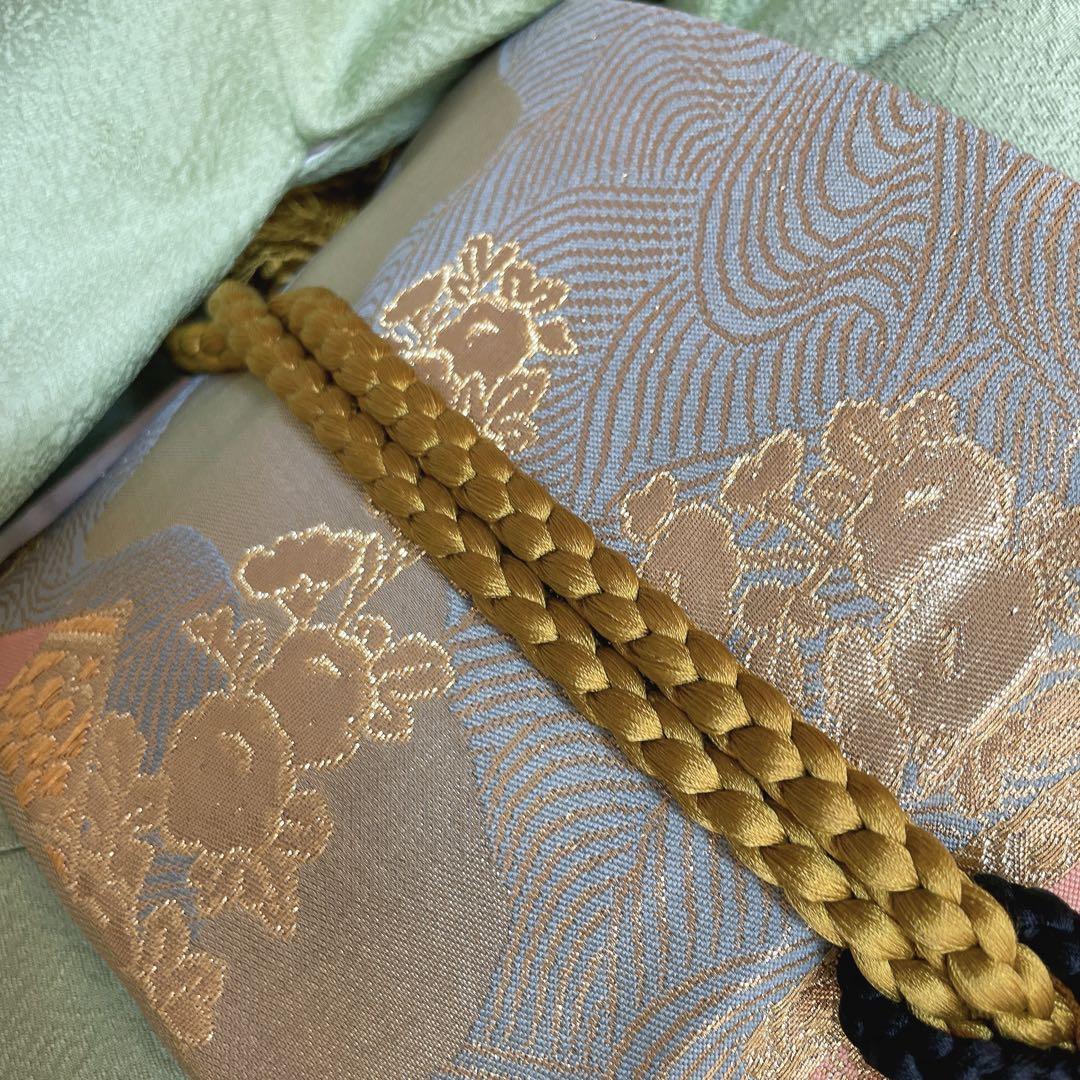 色無地　フルセット　丹後ちりめん　嵯峨野　蔓柏紋　パールトーン　地紋　H10