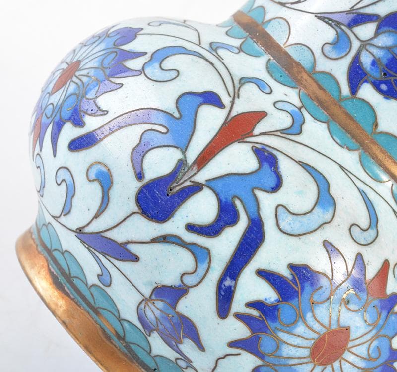 中国　古七宝琺瑯彩　花卉文瓶　V　R4769