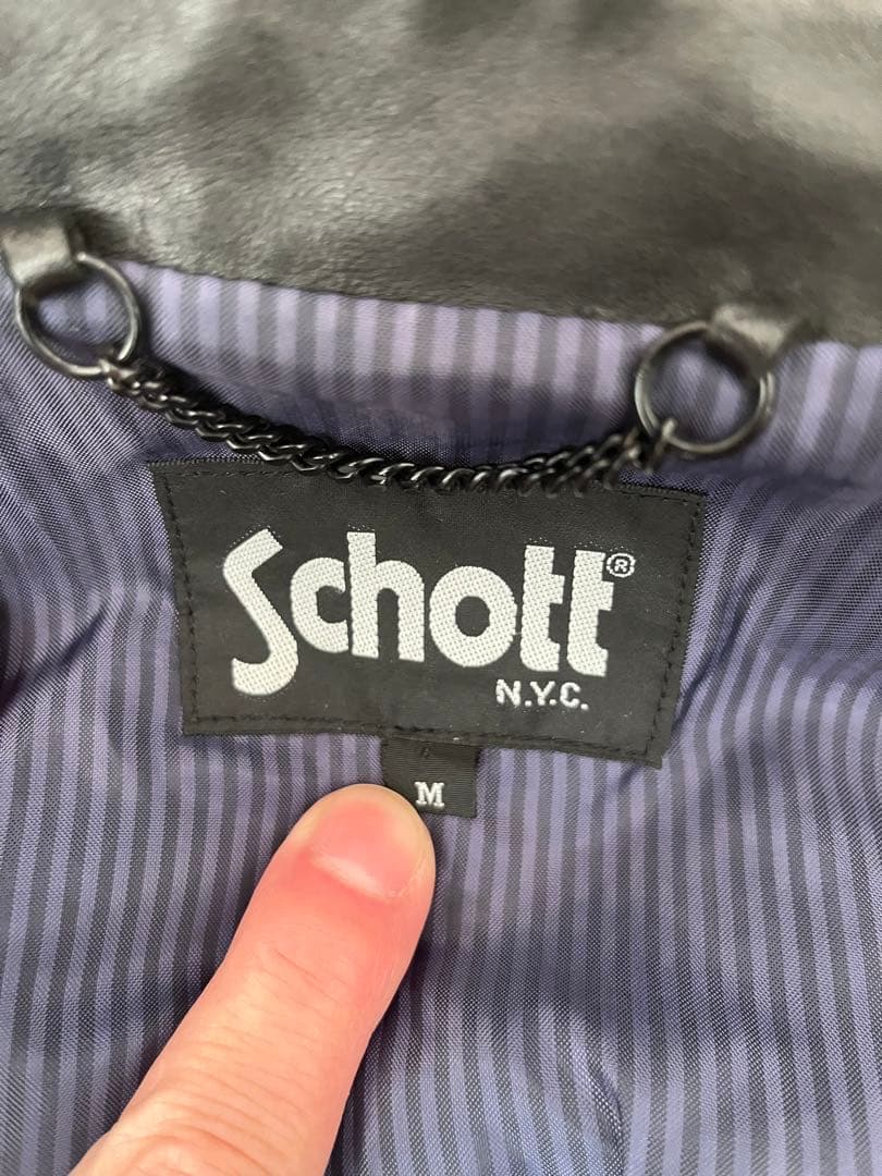 Schott レザーシングルライダースジャケット 黒