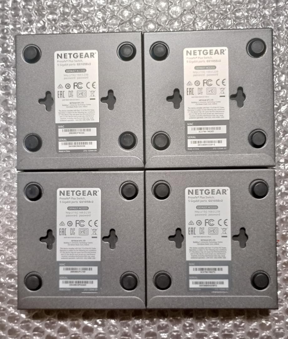 ★NETGEAR GS105Ev2 5ポート GbE スイッチングハブ4台セット