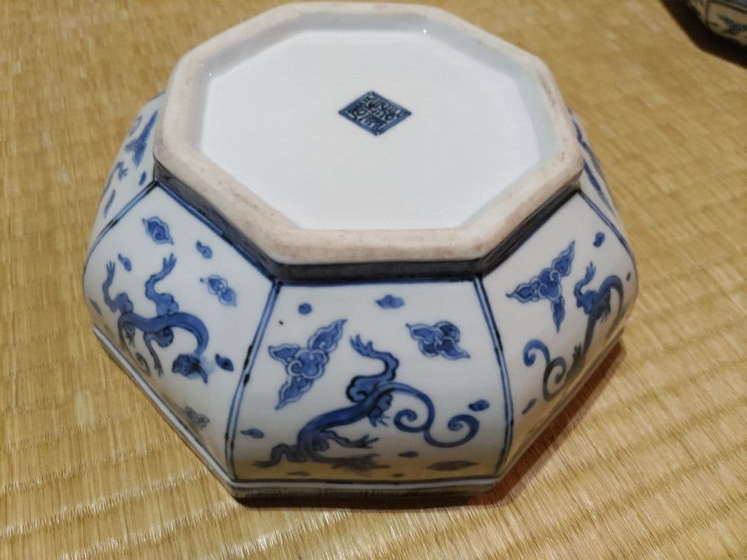 平安松雨（治村松雨）龍紋　磁盒・喰籠　唐物写