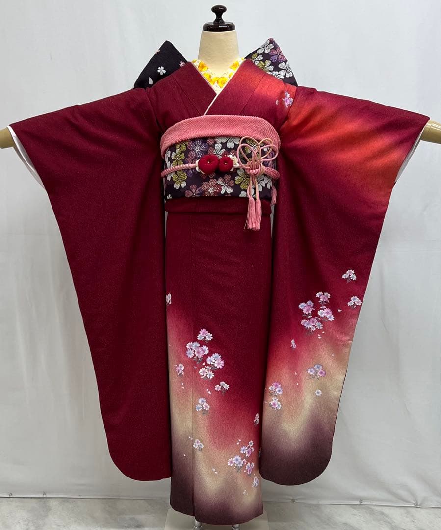 ゆったりサイズ　振り袖　フルセット　長襦袢　金彩　成人式　大きめ　振袖　579