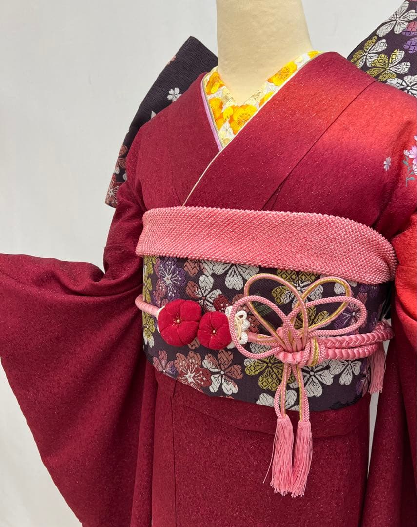 ゆったりサイズ　振り袖　フルセット　長襦袢　金彩　成人式　大きめ　振袖　579