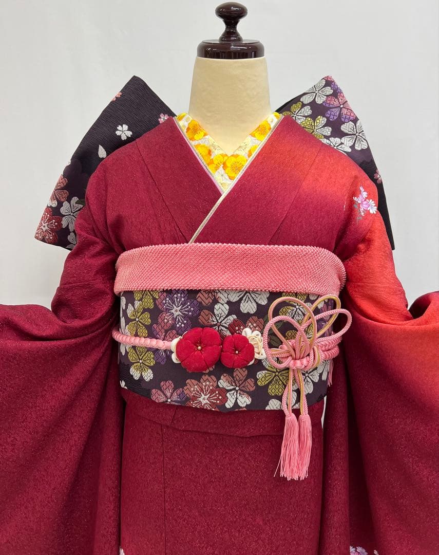 ゆったりサイズ　振り袖　フルセット　長襦袢　金彩　成人式　大きめ　振袖　579