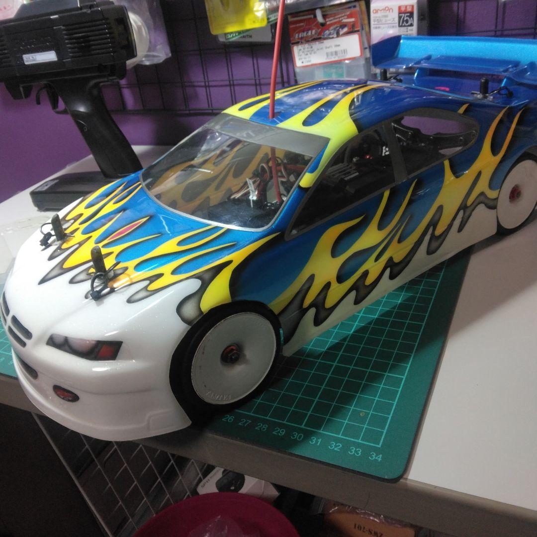 ホビーラジコンカー 青と黄色の炎模様(プロポ、フルセット旧車