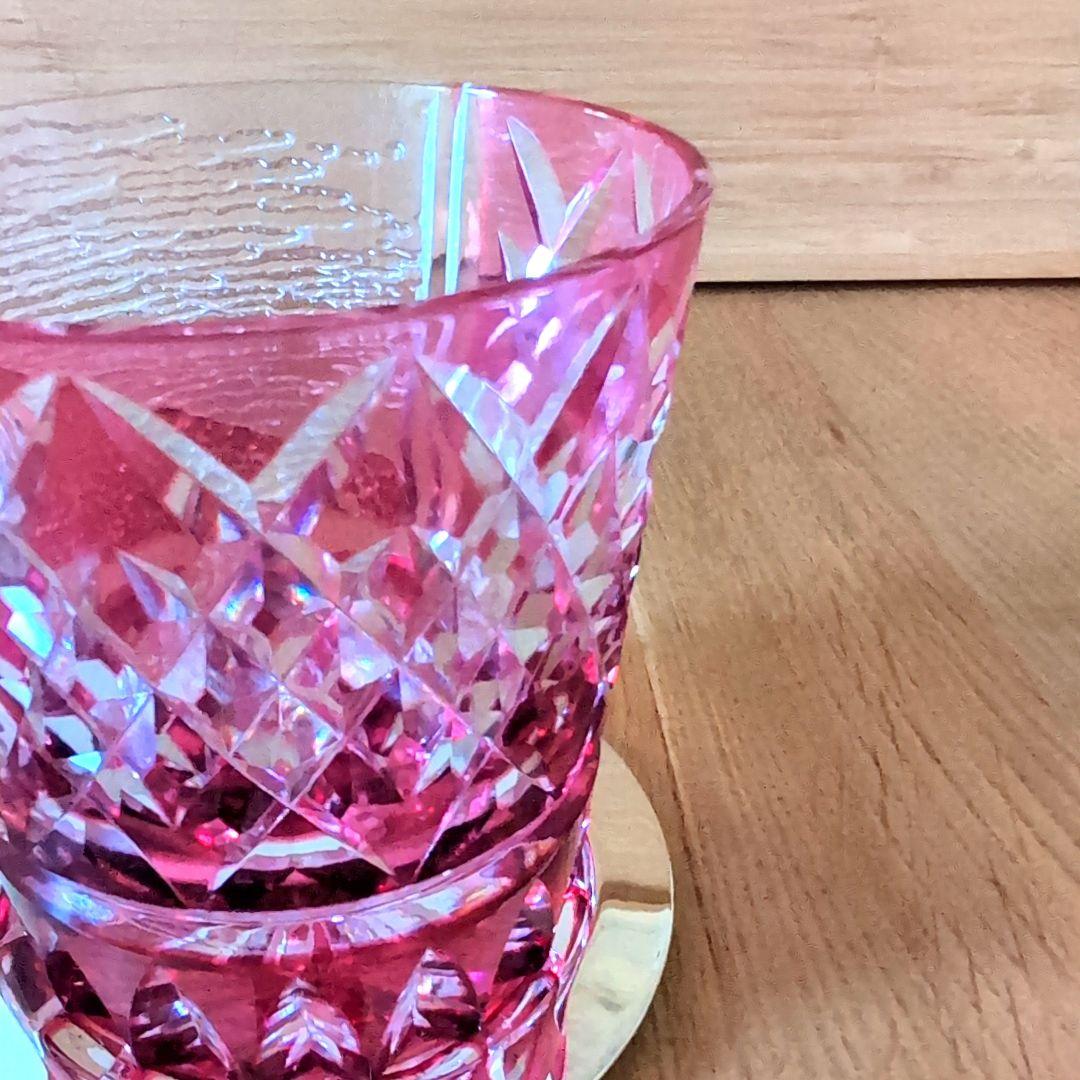 江戸切子 赤富士 伝統工芸士木村泰典 ロックグラス 共箱 専用箱付き ✨美品✨