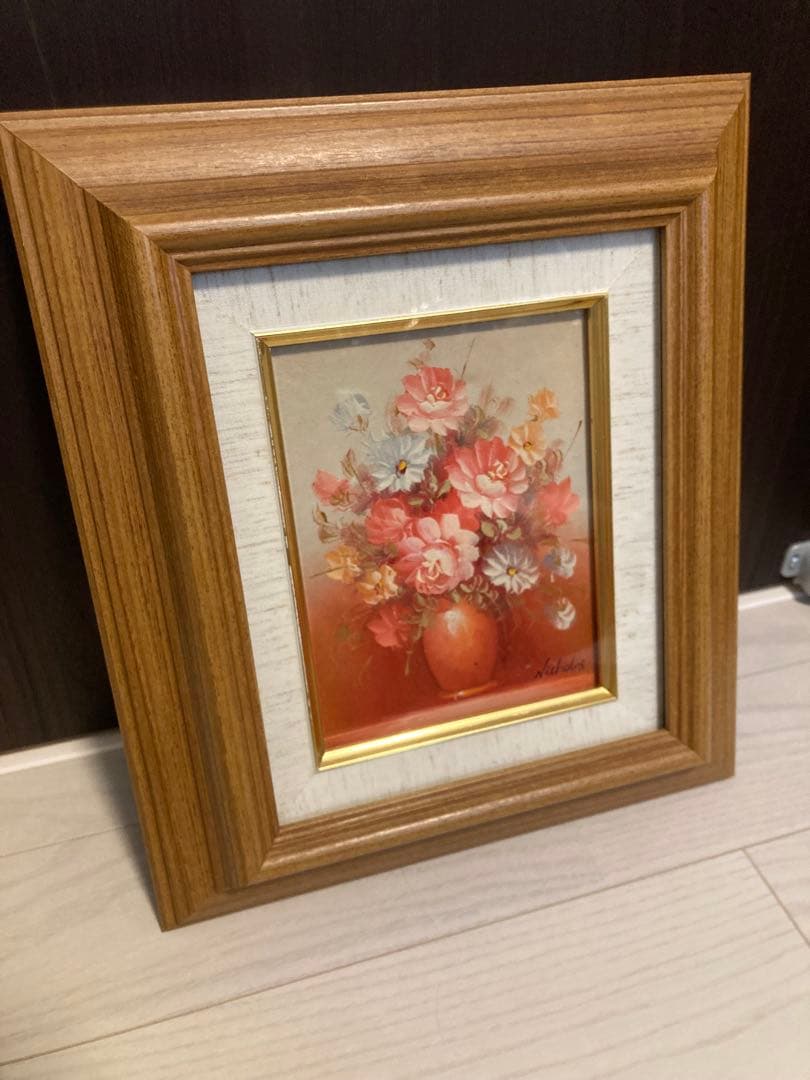 Nicholas 花瓶に生けた花 油彩画