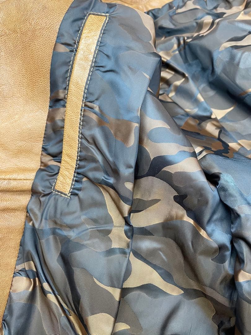 ローブローナックル ライダースジャケット ワッペン 山羊革 ブラウン XLサイズ