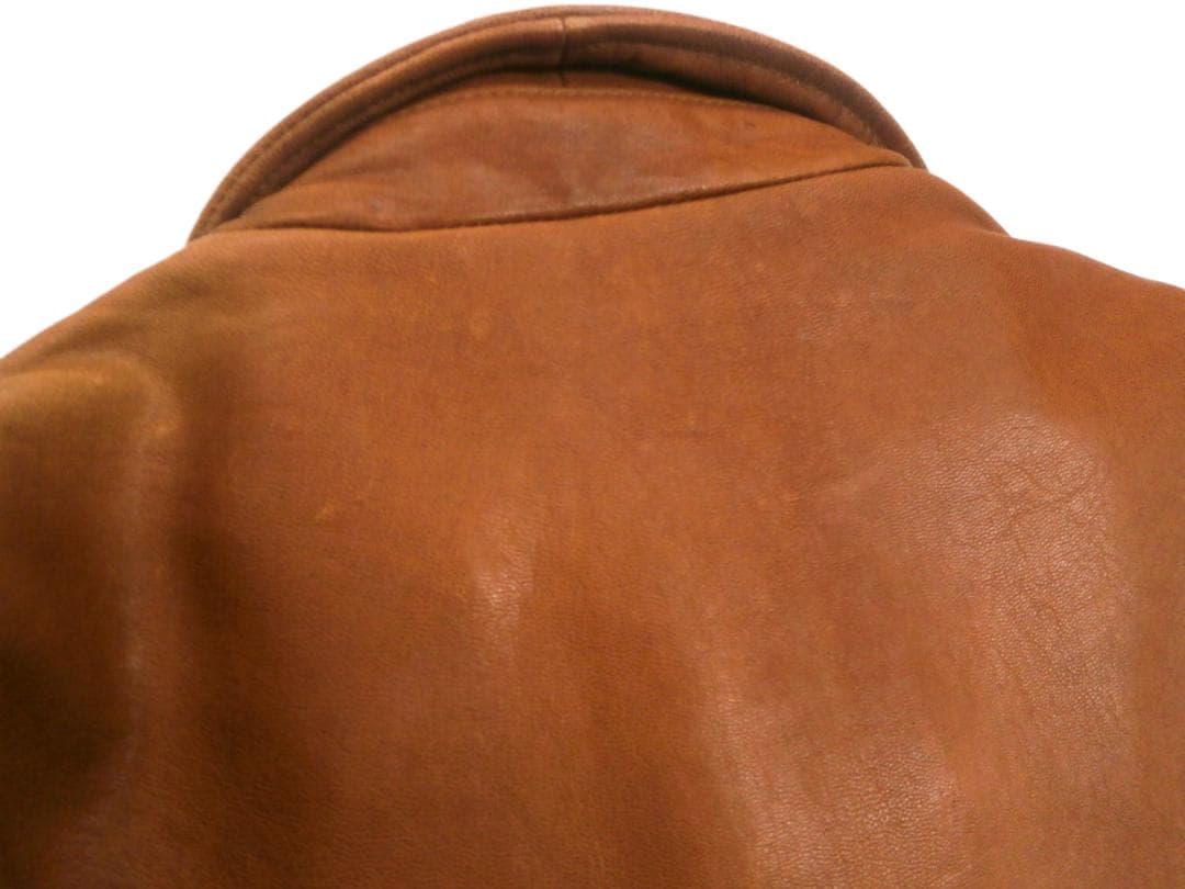 ローブローナックル ライダースジャケット ワッペン 山羊革 ブラウン XLサイズ