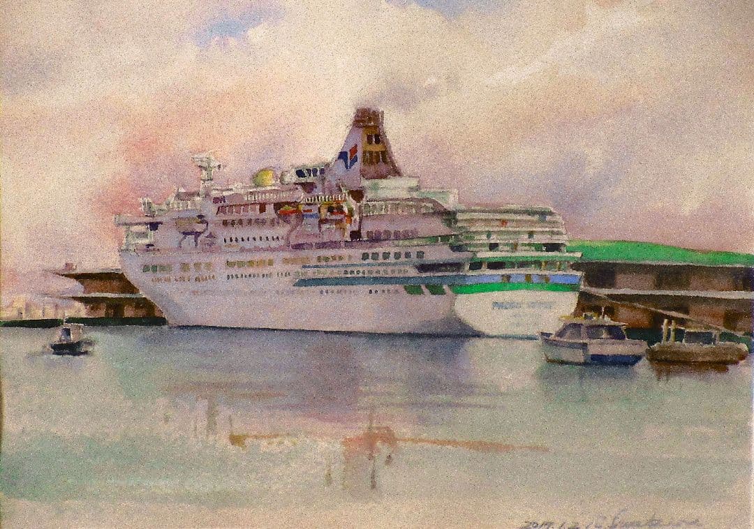 水彩画 船の風景 2014年作