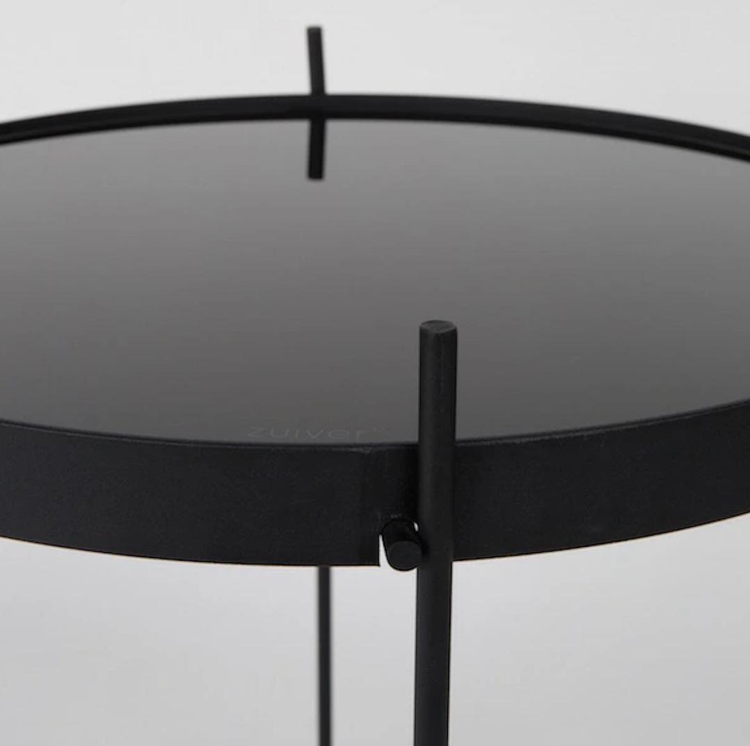 Zuiver★ガラストップ サイドテーブル/コーヒーテーブル アイアン 折り畳み