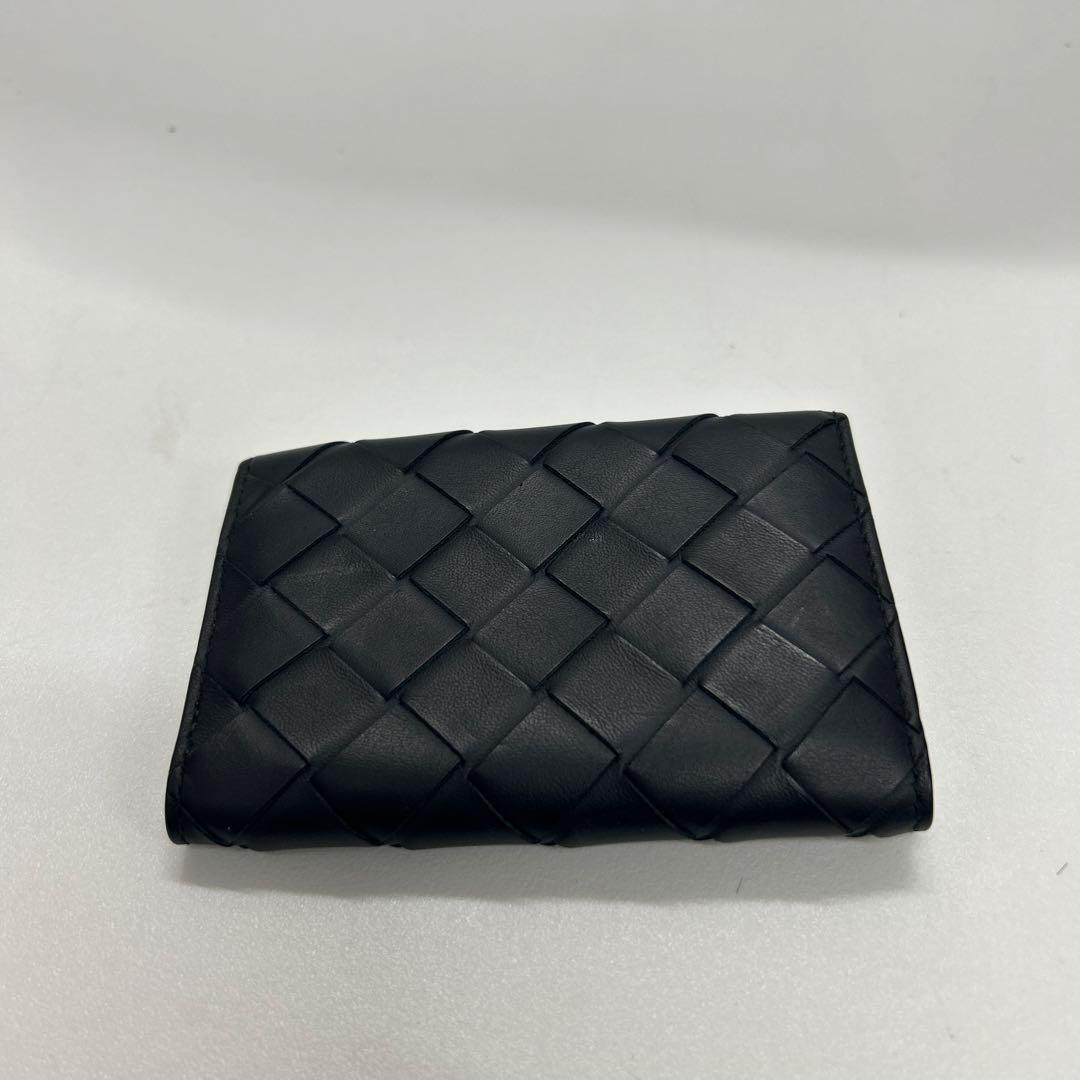 BOTTEGA VENETA黒 レザー キーケース 編み込みデザイン