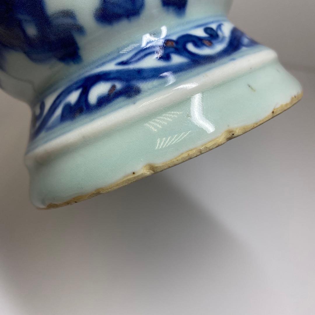 中国清時代　大清光緒年製　釉裏紅人物画花瓶　高さ約24㎝　東Y7-0331☆2F