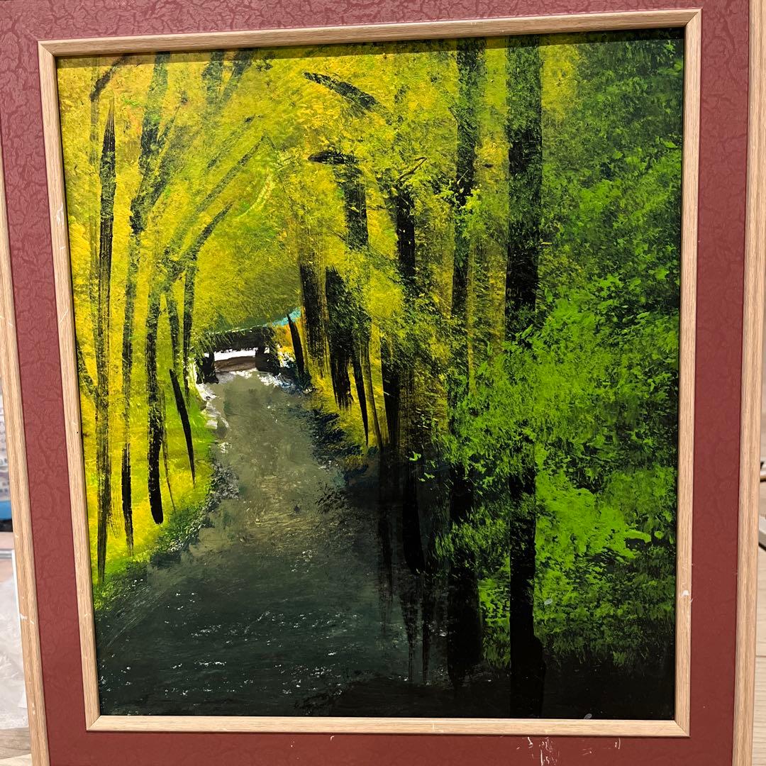 風景画 油彩画 緑と黄色のトーン27✖️24