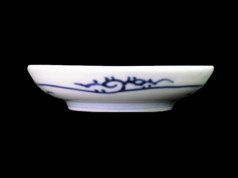 古伊万里　染付　墨弾き　丸紋の図　豆皿　手塩皿　２枚　C794AS-CRq