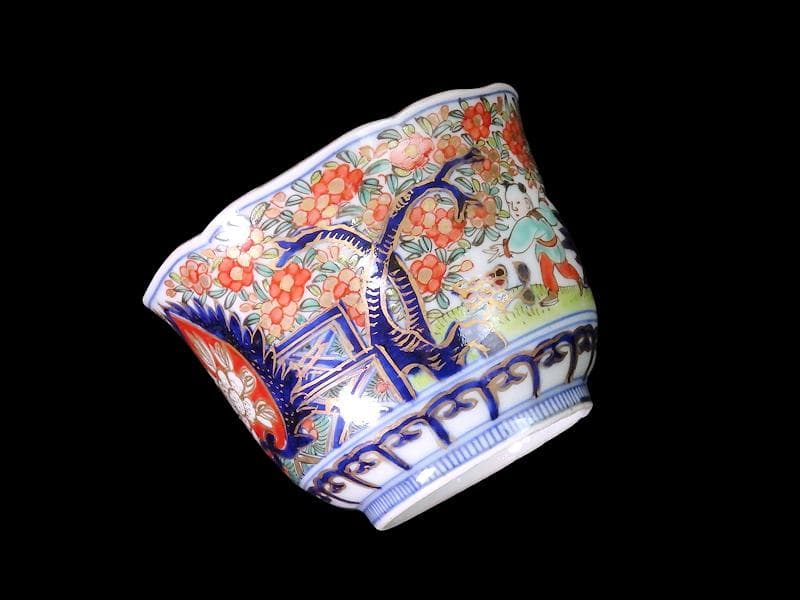 古伊万里　金襴手　花に唐子の図　向付　５客　AS-DCe