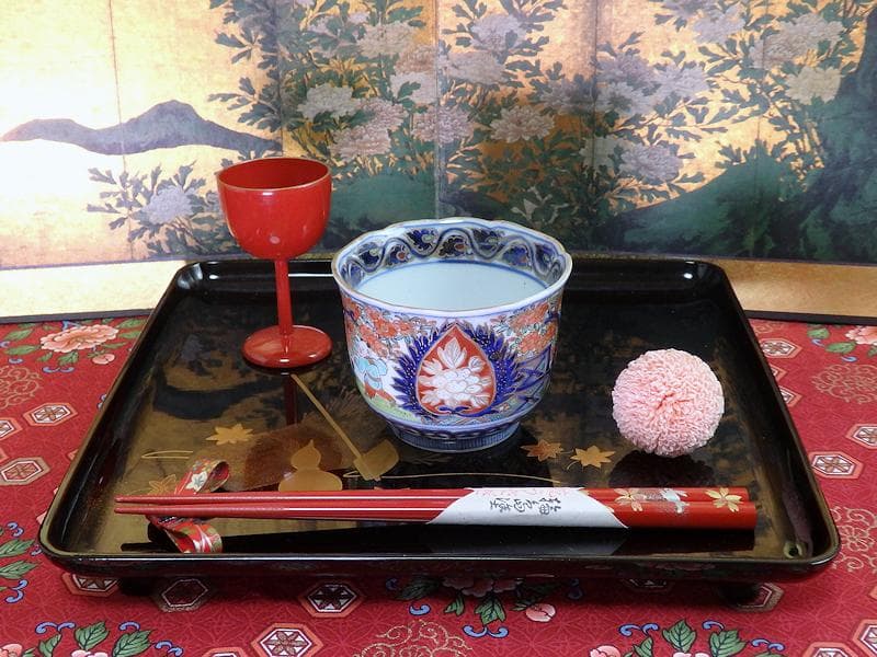 古伊万里　金襴手　花に唐子の図　向付　５客　AS-DCe