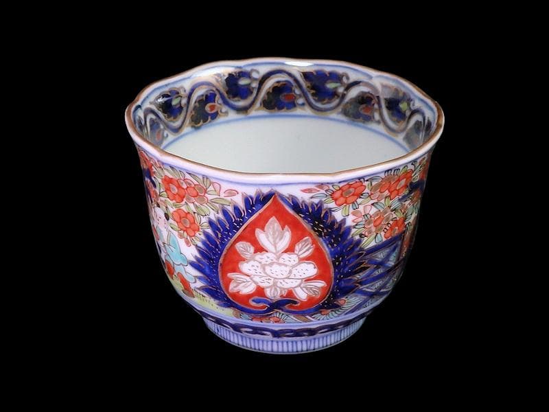 古伊万里　金襴手　花に唐子の図　向付　５客　AS-DCe