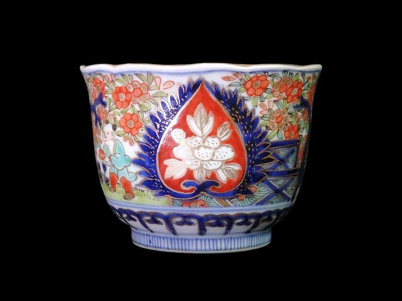 古伊万里　金襴手　花に唐子の図　向付　５客　AS-DCe