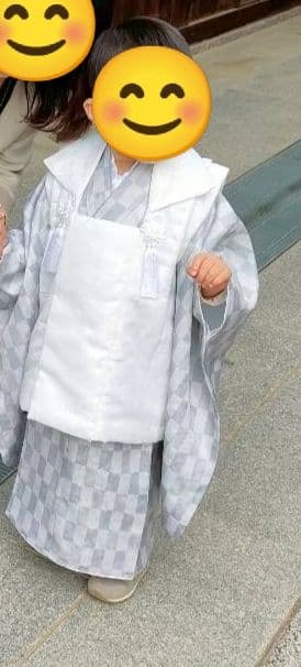 七五三　3歳　男の子　着物　グレー　被布　足袋草履付き