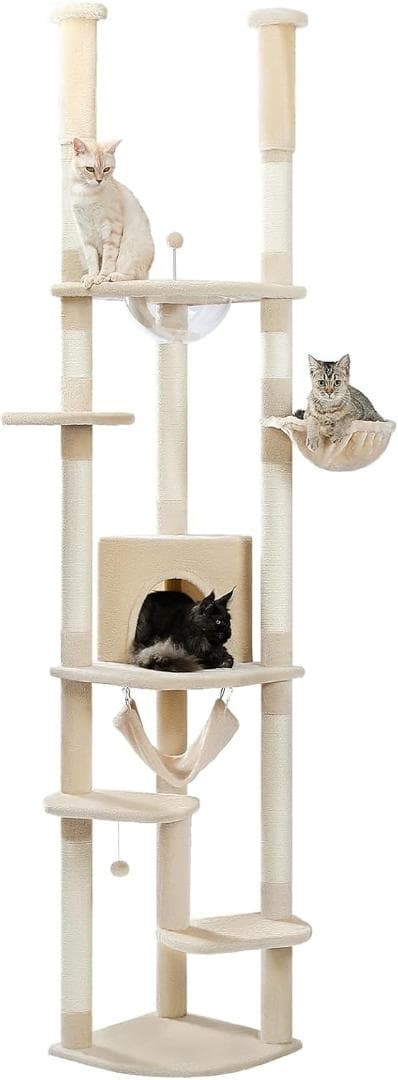 突っ張り型キャットタワー ベージュ